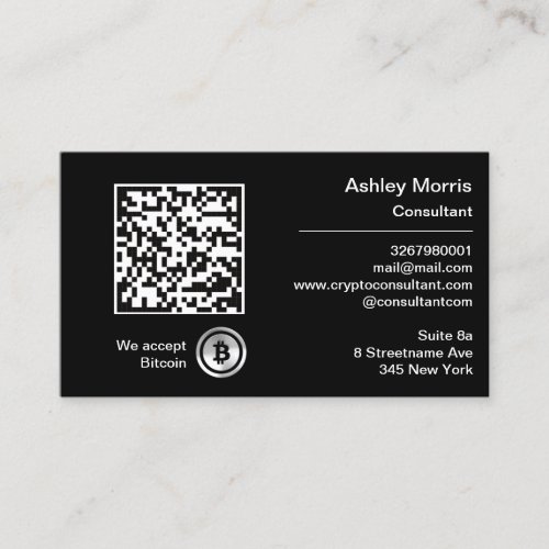 Bit Me QR Code We Accept Bitcoins Custom Black Business Card