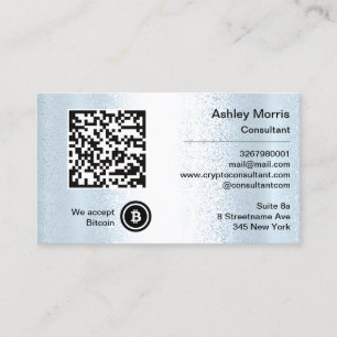 Bit Me QR Code We Accept Bitcoins Custom Blue Business Card