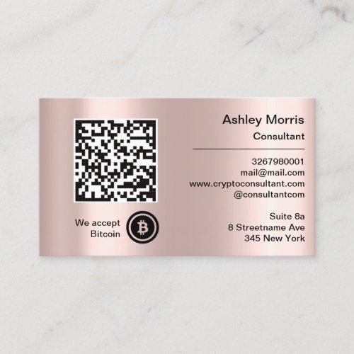 Bit Me QR Code We Accept Bitcoins Logo Rose Business Card