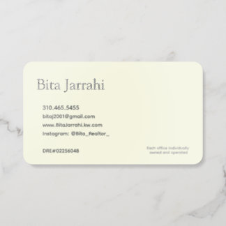 Bita Jarrahi w NO PHOTO Raised Spot UV Business Card