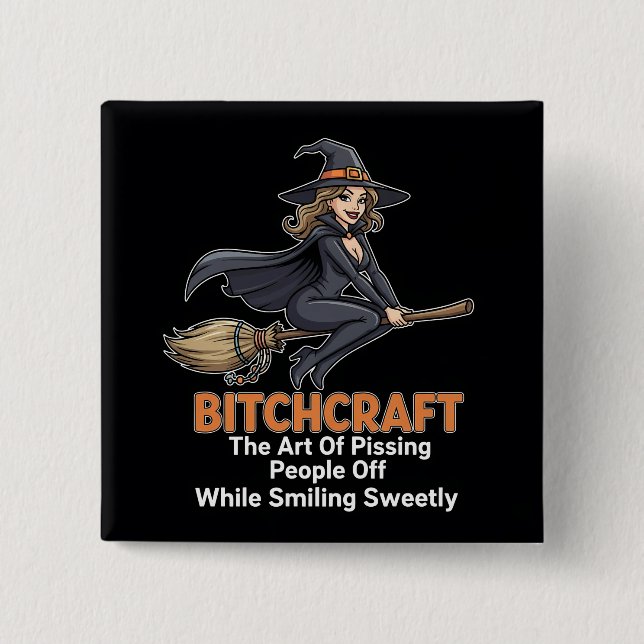 "BITCHCRAFT" | Funny Word Definition Button (Front)