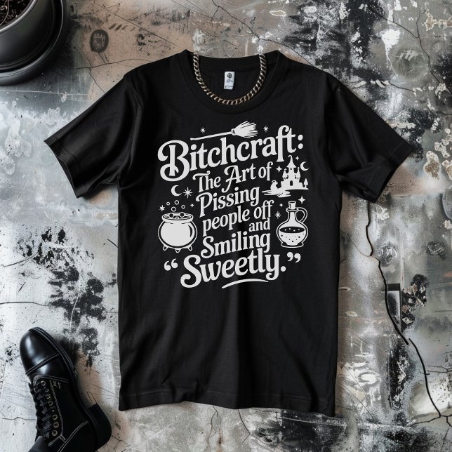 Bitchcraft Halloween White on Black T-Shirt (Creator Uploaded)
