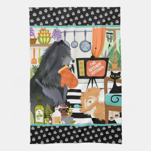 BITCHEN KITCHEN cute dog cooking Kitchen Towel