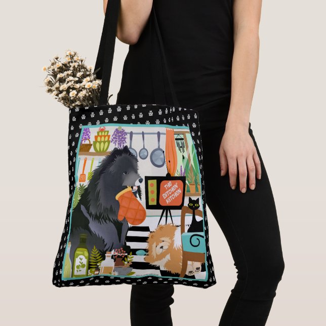 BITCHEN KITCHEN cute dog cooking Tote Bag (Close Up)