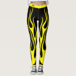 Bitches Leggings<br><div class="desc">Yellow flames on black background. Author's mark on the waist - JMC -</div>