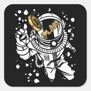 Bitcoin Сryptocurrency Plan B Astronaut Square Sticker