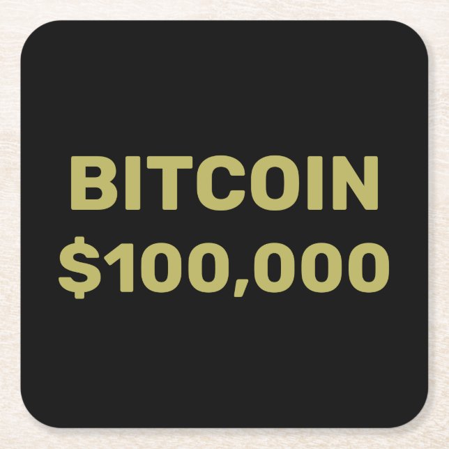 Bitcoin 100000 Celebration Square Paper Coaster (Front)