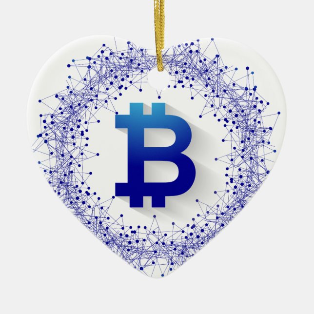 Bitcoin 5 ceramic ornament (Front)