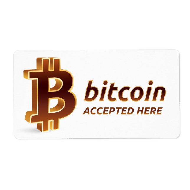 Bitcoin Accepted Here BTC Cryptocurrency Payment Label (Front)