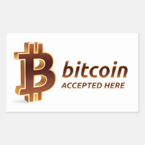 Bitcoin Accepted Here BTC Cryptocurrency Payment Rectangular Sticker