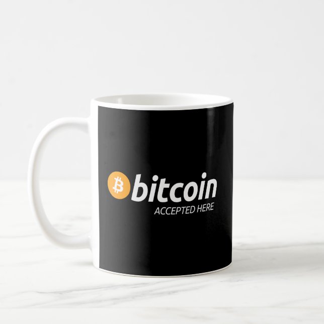 Bitcoin Accepted Here Crypto Currency Trader Inves Coffee Mug (Left)