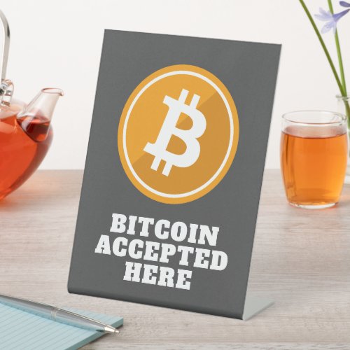 Bitcoin Accepted Here _ digital cryptocurrency Pedestal Sign