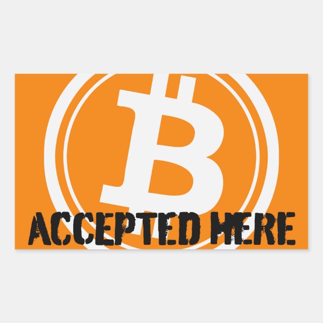 Bitcoin Accepted here Logo Rectangular Sticker (Front)