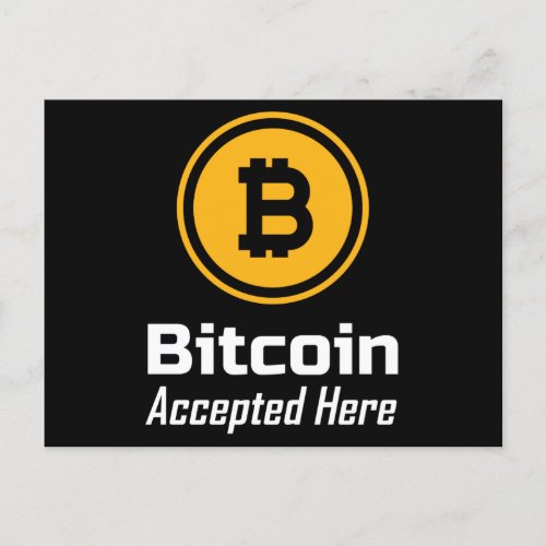 Bitcoin Accepted Here Postcard