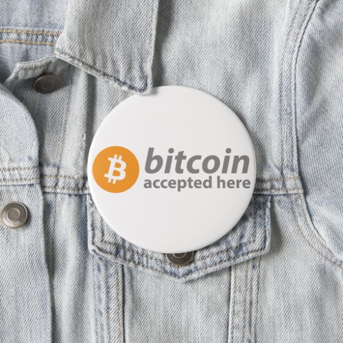Bitcoin Accepted Here Round Badge Pinback Button