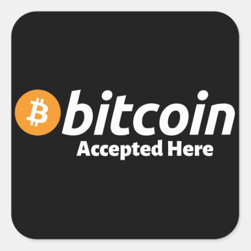 Bitcoin Accepted Here Square Sticker