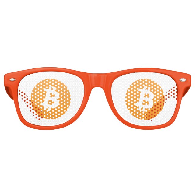 Bitcoin Adult Retro Party Shades, White Sunglasses (Front)