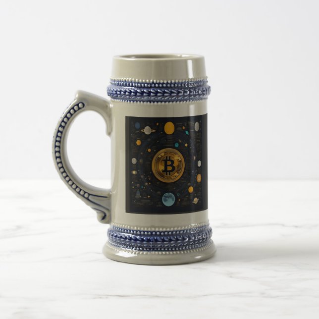 Bitcoin - AI crypto design Beer Stein (Left)