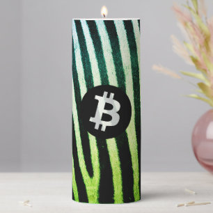 Bitcoin Animal (Zebra, Style 2: Green) Pillar Candle