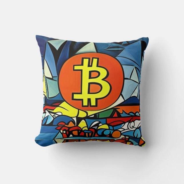 Bitcoin Art Throw Pillow (Front)