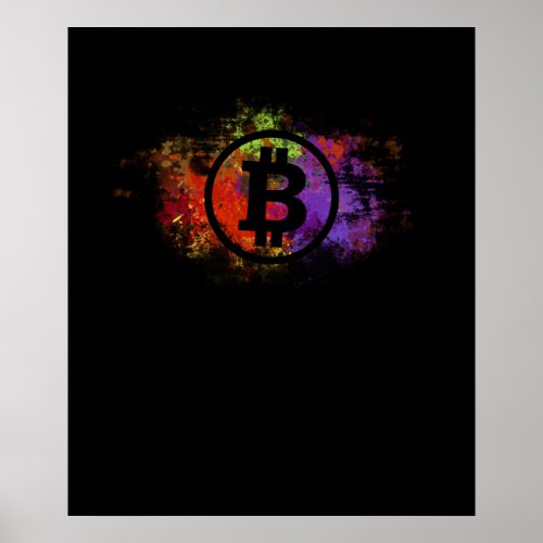 Bitcoin Art Watercolor Crypto Currency Traders Poster