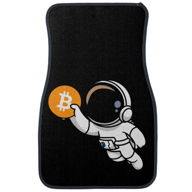 Bitcoin Astronaut Crypto Investor Cartoon Graphic Car Floor Mat (Front)