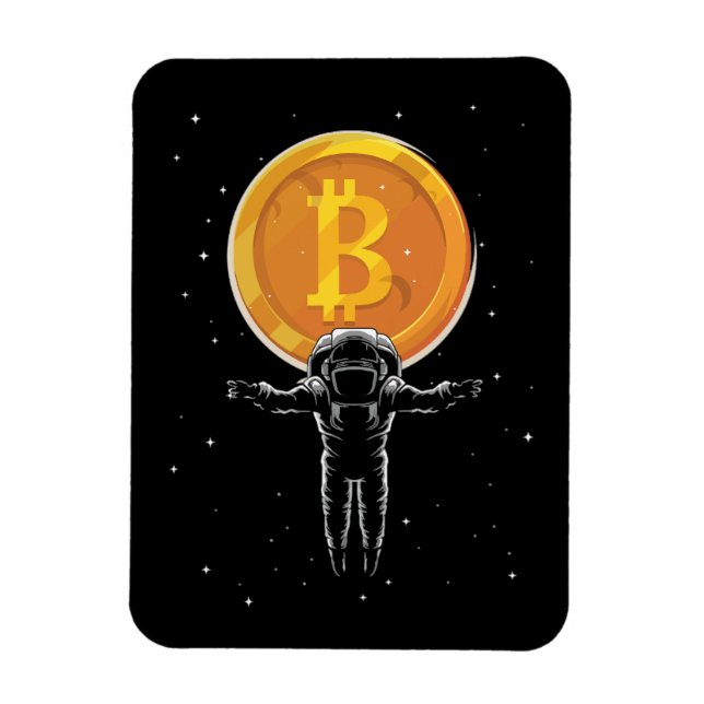 Bitcoin Astronaut to the moon - Bitcoin Crypto Magnet (Vertical)