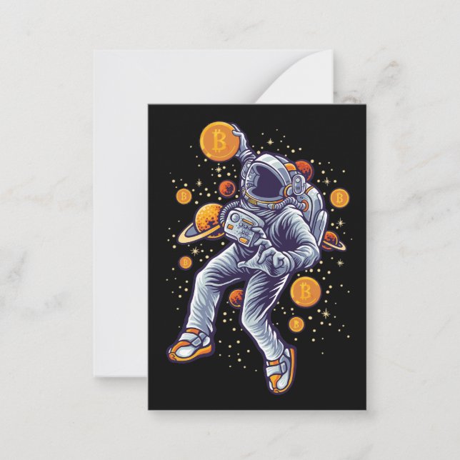 Bitcoin Astronaut to the moon - Bitcoin Crypto  Note Card (Front)