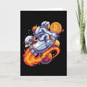 Bitcoin Astronaut to the moon - BTC Crypto Qr code Thank You Card