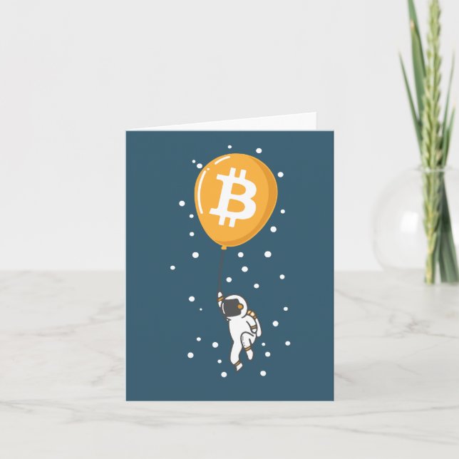 Bitcoin Astronaut to the moon - Btc Crypto Thank You Card (Front)