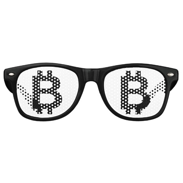 Bitcoin B Bold Party Retro Sunglasses (Front)