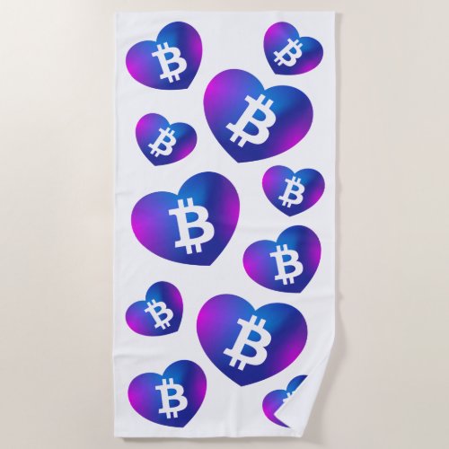 Bitcoin B in Heart Beach Towel