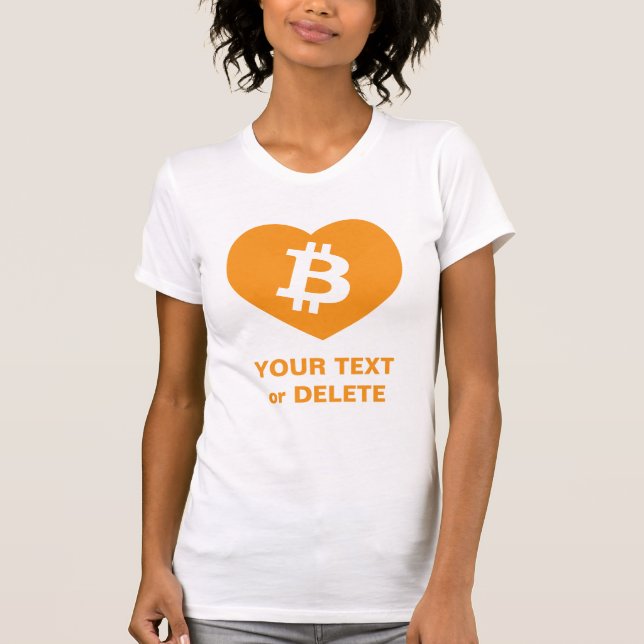 Bitcoin B in Orange Heart Women's Slim Fit  T-Shirt (Front)