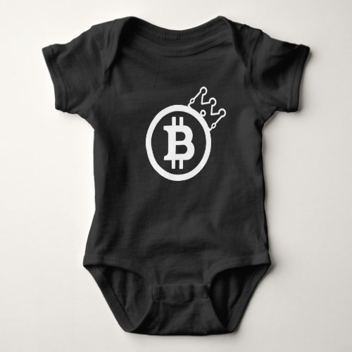 BITCOIN_Baby Onsie with Crown_BLACK_Cryptocurrency Baby Bodysuit