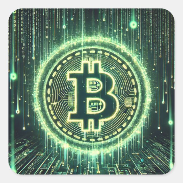 Bitcoin becoming the real matrix? square sticker (Front)
