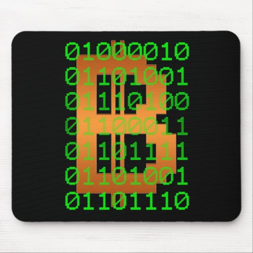 Bitcoin Binary Code Logo Mouse Pad