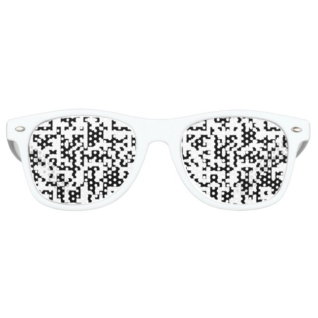 Bitcoin black and white QR Code Retro Sunglasses (Front)