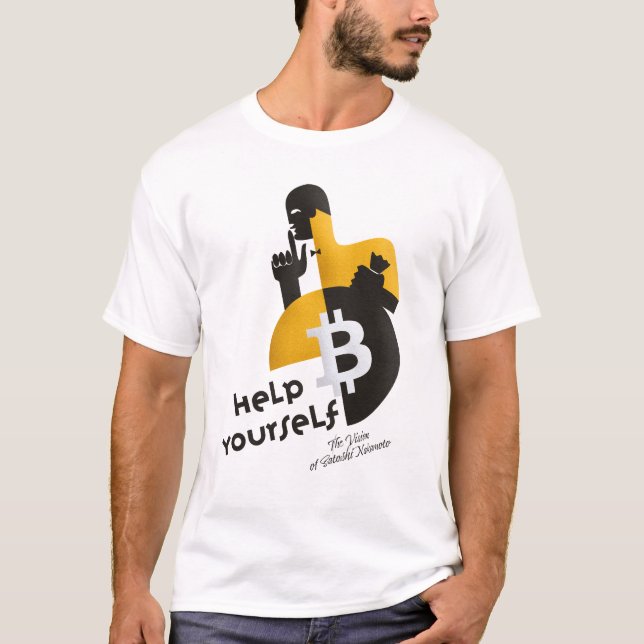 Bitcoin Blockchain help yourself shirt yellow (Front)