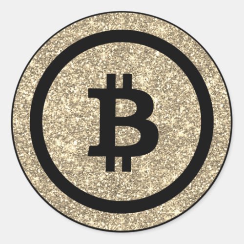 Bitcoin Blockchain Logo Glam Money Trader Wallet Classic Round Sticker