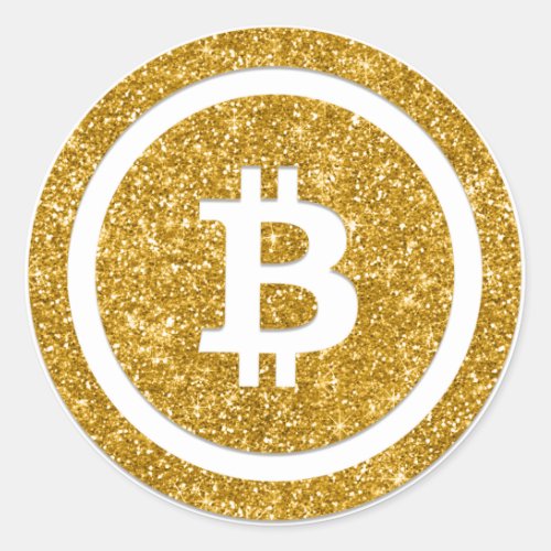 Bitcoin Blockchain Logo Gold Money Trader Wallet Classic Round Sticker