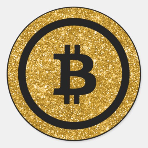 Bitcoin Blockchain Logo Gold Money Trader Wallets Classic Round Sticker