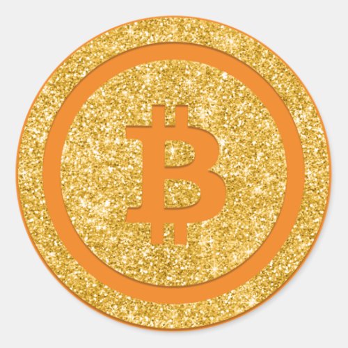 Bitcoin Blockchain Logo Gold Orange Money Trader Classic Round Sticker