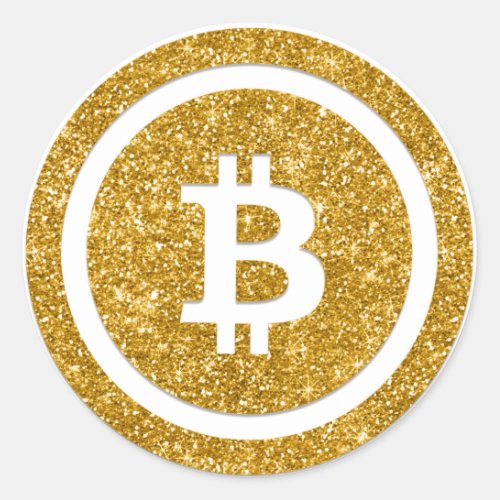 Bitcoin Blockchain Logo Gold White Money Trader Classic Round Sticker