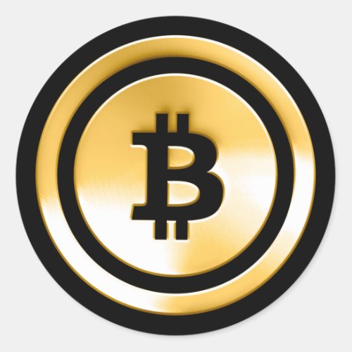 Bitcoin Blockchain Logo Money Trade Wallets Symbol Classic Round Sticker