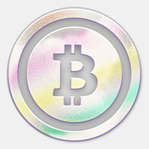 Bitcoin Blockchain Logo Silver Money Trader Wallet Classic Round Sticker