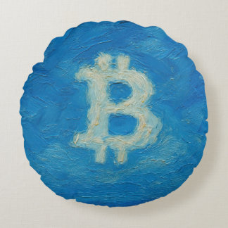 Bitcoin Blue Sky (Oil, Style: 2) Round Pillow