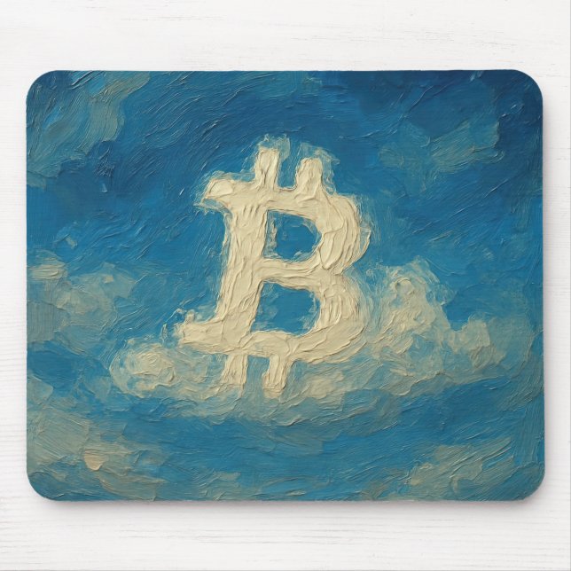 Bitcoin Blue Sky (Oil, Style: 3) Mouse Pad (Front)