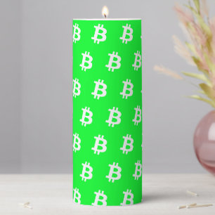 Bitcoin Bright Green Pillar Candle