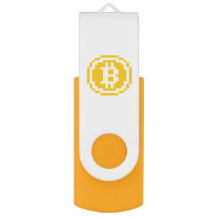 Bitcoin BTC 8-Bit Logo   USB Flash Drive