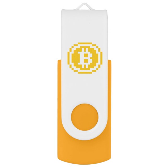 Bitcoin BTC 8-Bit Logo | USB Flash Drive (Front Vertical)